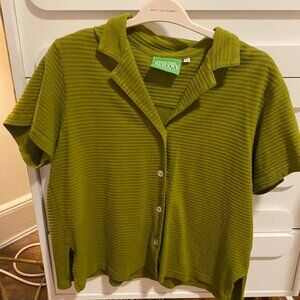 Big Bud Press Honeycomb Pantry Button Up - Short Sleeve -Olive Green Women's - M